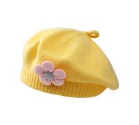 Mignon Décor Floral Bébé Béret Chapeau Élégant Tricot Casquettes Pour Bébé Fille Artiste Chapeaux Couleur Unie Princesse Tout-petits Peintre Casquette Mignon Fleur Conception