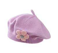 Mignon Décor Floral Bébé Béret Chapeau Élégant Tricot Casquettes Pour Bébé Fille Artiste Chapeaux Couleur Unie Princesse Tout-petits Peintre Casquette Mignon Fleur Conception