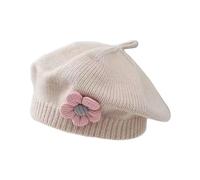 Mignon Décor Floral Bébé Béret Chapeau Élégant Tricot Casquettes Pour Bébé Fille Artiste Chapeaux Couleur Unie Princesse Tout-petits Peintre Casquette Mignon Fleur Conception