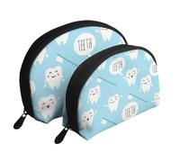 Mignon Dentiste Hygiéniste Dentaire Imprimer Bleu, Trousse de Maquillage Coquille Femme Petit Porte-Monnaie Trousse de Toilette Trousse à cosmétiques 2 pièces