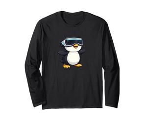 Mignon Dessin animé de Pingouin de Joueur de réalité virtuelle Manche Longue