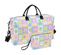 Mignon dessin animé enfantin motif coloré décoratif nuit week-end sacs sac de gym sac de gym avec sangle réglable pour yoga 2 pièces ensemble bolsas de para mujer