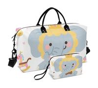 Mignon dessin animé gris cirque éléphants décoratifs, sacs de sport avec sangle réglable pour entraînement 2 pièces ensemble bolso de Mano para viajar en Avion