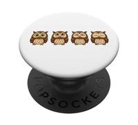 Mignon Dessin animé Hibou Expressions drôles Visages PopSockets PopGrip Adhésif