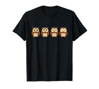 Mignon Dessin animé Hibou Expressions drôles Visages T-Shirt
