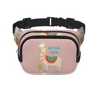 Mignon dessin animé lama cactus imprimé hommes et femmes carré double couche sac banane entraînement sac banane voyage, noir, One Size