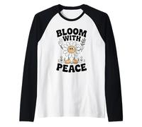 Mignon dessin animé marguerite tenant un signe de paix et une branche d'olivier Manche Raglan