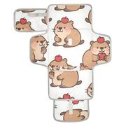 Mignon Dessin animé Marron Cochon d'Inde Tapis à langer réutilisable avec poche en tissu Matelas à langer Voyage pour mamans, papas cambiadores de pa?ales para Bebes