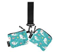 Mignon dessin animé requin bleu pour femme porte-monnaie porte-cartes de grande capacité porte-monnaie porte-monnaie avec poche à fermeture éclair pour un usage quotidien 2 pièces pour mètre tarjetas
