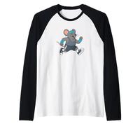 Mignon Dessin animé Souris Course Marathon Sprint Manche Raglan