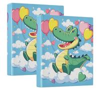 Mignon dinosaure bleu 1 et 1/2 pouce cahier dossiers ronds avec presse-papiers Paquet de 1/2 dossiers de bureau fournitures 200 feuilles