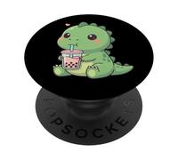 Mignon Dinosaure Bubble Tea Kawaii Anime Dinosaures Amoureux PopSockets PopGrip Adhésif