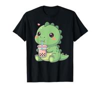 Mignon Dinosaure Bubble Tea Kawaii Anime Dinosaures Amoureux T-Shirt