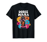 Mignon Dobie Mama Rétro Doberman Chien Maman Groovy Fleurs T-Shirt