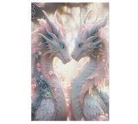 Mignon Dragon Puzzle De 1000 Pièces en Bois pour Enfants Adultes, Puzzles en Matériau Recyclé De Qualité Supérieure 78×53cm
