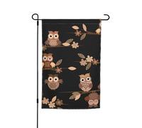 Mignon drapeau marron de dessin animé hiboux imprimé vacances jardin drapeaux 30,5 x 45,7 cm toutes saisons drapeau extérieur cour décoration pour patios