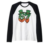 Mignon drôle 67 Leprechaun Hat Beard Six Seven Kids St Paddy Manche Raglan