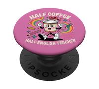 Mignon drôle Amateur de café Enseignant Anglais école Hommes Femmes PopSockets PopGrip Adhésif