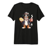 Mignon drôle Bouvier Bernois Chien Café Fromage Suisse Drapeau T-Shirt Haut de Gamme