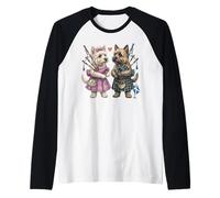 Mignon drôle Cairn Terrier Chiens Couple Cornemuse Ecosse Manche Raglan