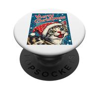 Mignon Drôle Chat Pop Art Noël Motif de Noël PopSockets PopGrip Adhésif