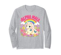 Mignon drôle Licorne Arc-en-Ciel Alpha Meme Parodie Masculine Manche Longue