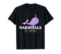 Mignon drôle Narval Sirène Licorne Hybride Océan Animal Humour T-Shirt Graphique avec Valeur