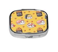 Mignon drôle Sushi, Meta Pilulier 2 Compartiments Boîte à Médicaments Organisateur Portable