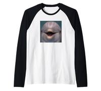 Mignon drôle Visage de Dauphin Gros Plan Meme Flou Photo Manche Raglan