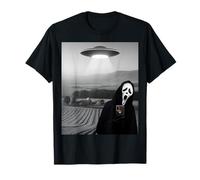 Mignon Effrayant Visage Horreur fantôme Selfie avec Extraterrestre OVNI drôle T-Shirt