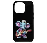 Mignon éléphant à Bascule Jouant de la Guitare électrique Animal de Dessin animé Coque pour iPhone 13 Pro