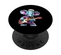 Mignon éléphant à Bascule Jouant de la Guitare électrique Animal de Dessin animé PopSockets PopGrip Adhésif