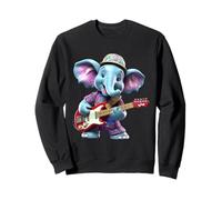 Mignon éléphant à Bascule Jouant de la Guitare électrique Animal de Dessin animé Sweatshirt