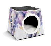 Mignon éléphant aquarelle cabane confortable pour animaux de compagnie Capsule d'espace chaude et douce Maison pour animaux de compagnie pour chats d'intérieur petits et moyens animaux