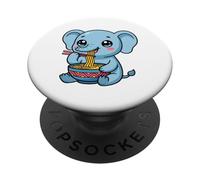 Mignon éléphant Ramen Graphique Kawaii Animal Bleu PopSockets PopGrip Adhésif