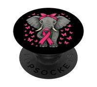 Mignon éléphant Rose Ruban Guerrier Cancer du Sein Combattant PopSockets PopGrip Adhésif
