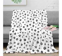 Mignon Empreinte Patte Plaid 3D Imprimé Microfibre Décor Maison Couverture Jeté Motif Animal Doux Chaud pour Canapé Chambre 60x80(150x200cm)