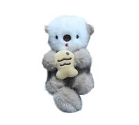 Mignon En Peluche Loutres Tenant Poisson Porte-clés Élégant Sac À Dos Porte-clés Belle Animal Sac D'école Clé Portefeuille Pendentif Jouet Étudiant Cadeau