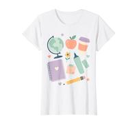 Mignon Enseignant Fournitures Scolaires café Salle de sthétique T-Shirt Graphique avec Valeur, Femme, Blanc, M