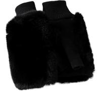 Mignon étudiant fausse fourrure de lapin daim gants demi-doigts pour sports en plein air conduite écran tactile doux hiver chaud bleu, taille unique, Noir , taille unique