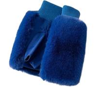 Mignon étudiant fausse fourrure de lapin daim gants demi-doigts pour sports en plein air conduite écran tactile doux hiver chaud bleu, taille unique, bleu, taille unique