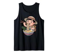 Mignon Explorateur Mangeant des Ramen Japonais Kawaii Adventure Noodles Débardeur
