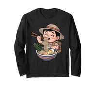 Mignon Explorateur Mangeant des Ramen Japonais Kawaii Adventure Noodles Manche Longue