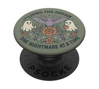 Mignon fantômes effrayants Chauve-Souris Papillon Floral rétro Living The Dream PopSockets PopGrip Adhésif
