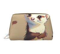Mignon Ferret Poilu Imprimé Maquillage Sac Pour Femmes Portable Cuir Maquillage Sac Voyage Zipper Cosmétique Sacs Organisateur, Blanc, Taille unique, Trousse de Maquillage, white-417, One size,
