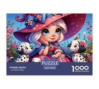 Mignon Fille avec Chiots Puzzle Extrêmement Difficile 1000 Pièces - Fille Sorcière Chiots Dalmate Papier Recy coration Murale Maison 70x50 cm