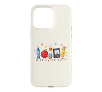 Mignon Fournitures Scolaires Crew Back to School Cartoon Design Coque pour iPhone 15 Pro Max