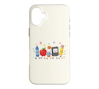 Mignon Fournitures Scolaires Crew Back to School Cartoon Design Coque pour iPhone 16 Plus