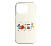 Mignon Fournitures Scolaires Crew Back to School Cartoon Design Coque pour iPhone 16 Pro