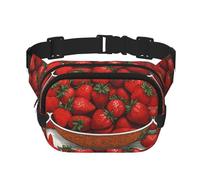 Mignon Fraises Sac Banane Carré Double Couche avec Sangle Réglable pour Activités de Plein Air Noir Taille Unique, Noir , Taille unique